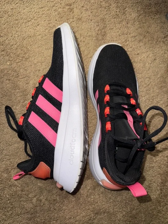 adidas Women's Black and Hot Pink Athletic Sneakers - Picture 3 of 4